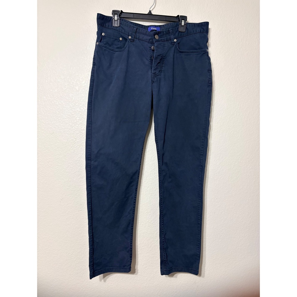 Spoke Fives Build B Mens Navy Blue Chino Pants Waist 34 Made in Portugal